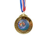 no/no Earth Spacecraft - Cinta para el primer lugar de medalla de oro con planetas coloridos