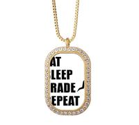 no/no Eat Sleep Repeat Art Deco - Collar con colgante de diamantes de cristal dorado