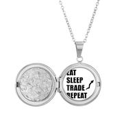 no/no Eat Sleep Repeat Art Deco - Collar con medallón de moda, joyería para regalo de cumpleaños