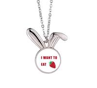 no/no Eat Strawberry Desire Life - Collar con colgante de conejo, diseño de conejo