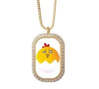 no/no Egg Insidious - Collar con colgante de diamantes y cristales dorados