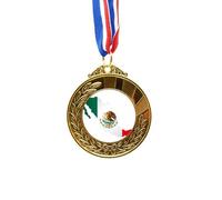 no/no Emblema de mapa de México rojo y verde con águila come serpiente, ganador del premio de oro, cinta para primer lugar
