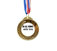 no/no English Word Design Things With Love Gold Award Medal First Place Ribbon