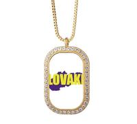 no/no Euan Map Slovakia Art Deco Fashion Collar con colgante de diamantes de cristal dorado