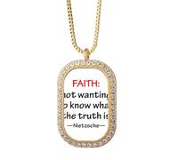 no/no Faith Life Truth Art Deco - Collar con colgante de diamantes de cristal dorado