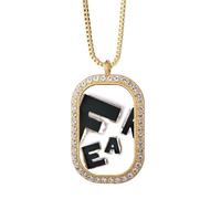 no/no Fear Tears Apart - Collar con colgante de letra espacial, diamantes de cristal, joyería dorada