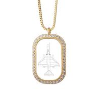 no/no Fighter Aviation Line Art Deco - Collar con colgante de diamantes de cristal dorado