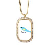 no/no Fly Fish Rockets Art Deco - Collar con colgante de diamantes y cristales dorados