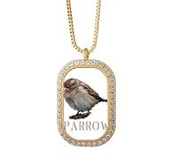 no/no Food Jump Sparrow Birds Art Deco - Collar con colgante de diamantes de cristal dorado