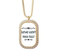 no/no Fortune Doesnot Favor Fools - Collar con colgante de diamantes de cristal dorado