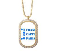 no/no France Capital Paris Art Deco - Collar con colgante de diamantes de cristal dorado