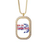 no/no Good Man Indates Symbolic Direction. Collar con colgante de diamantes de cristal dorado