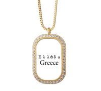 no/no Greek Republic - Collar con colgante de cristal dorado con texto en inglés "Indicate Represent Represent"