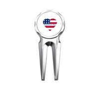 no/no Heart American Presidents Day Flag Golf Divot Tool Herramienta de reparación de marcador de pelota de golf