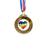 no/no Heart Electron LGBT Rainbow Gold Award Medal First Place Ribbon