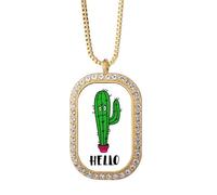 no/no Hello Cactus Art Deco - Collar con colgante de diamantes de cristal dorado