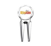 no/no Herramienta de reparación de marcador de pelota de golf Art Deco con nombre de bandera de Bhután