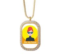 no/no Hip Hop Music Self Reality My Site - Collar con colgante de diamantes de cristal dorado