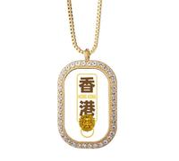 no/no Hong Kong - Collar con colgante de diamantes y cristales dorados