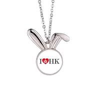 no/no Hong Kong Loves Heart - Collar individual con colgante de conejo rural, joyería de regalo
