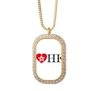 no/no Hong Kong Loves Heart - Collar individual con colgante de diamantes de cristal dorado