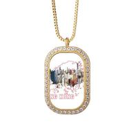 no/no Hong Kong Urban Construction - Collar con colgante de diamante y cristal dorado