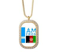 no/no I Am From Afghanistan Art Deco - Collar con colgante de diamantes de cristal dorado