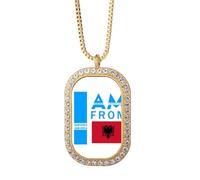 no/no I Am From Albania Art Deco - Collar con colgante de diamantes de cristal dorado