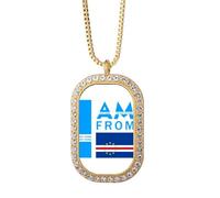 no/no I Am From Cape Verde Art Deco - Collar con colgante de diamantes de cristal dorado