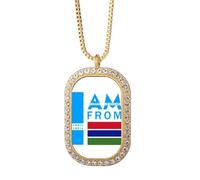 no/no I Am From Gambia Art Deco - Collar con colgante de diamantes de cristal dorado