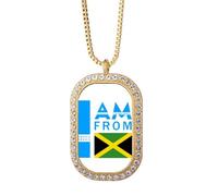 no/no I Am From Jamaica Art Deco - Collar con colgante de diamantes de cristal dorado