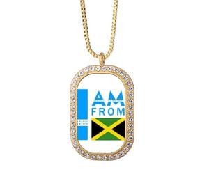 no/no I Am From Jamaica Art Deco - Collar con colgante de diamantes de cristal dorado
