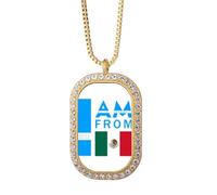 no/no I Am From Mexico Art Deco - Collar con colgante de diamantes de cristal dorado
