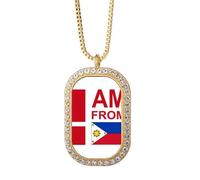 no/no I Am From Philippines Art Deco Fashion Collar con colgante de diamantes de cristal dorado