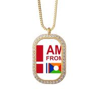 no/no I Am From Reunion Art Deco - Collar con colgante de diamantes de cristal dorado