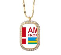 no/no I Am From Rwanda Art Deco - Collar con colgante de diamantes de cristal dorado