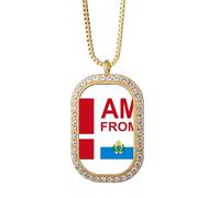 no/no I Am From San Marino Art Deco - Collar con colgante de diamantes de cristal dorado