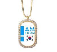 no/no I Am From South Korea Art Deco - Collar con colgante de diamantes de cristal dorado
