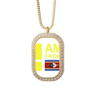 no/no I Am From Swaziland Art Deco - Collar con colgante de diamantes de cristal dorado