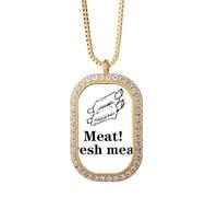 no/no I Love Eating Meat Art Deco - Collar con colgante de diamantes de cristal dorado