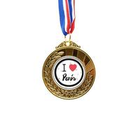 no/no I Love Paris Words Pattern Gold Award Winner Medal First Place Ribbon