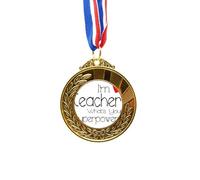 no/no I'm a Teacher What's your Superpower Gold Award Medal First Place Ribbon