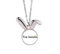 no/no Interesante collar con colgante de conejo y plátano con palabra clave