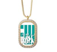 no/no Interest Playing Music Songs - Collar con colgante de diamantes de cristal dorado