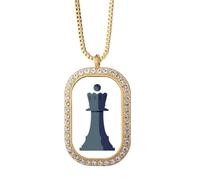 no/no King Chess Strategy Game Roy Monarch - Collar con colgante de diamantes de cristal dorado