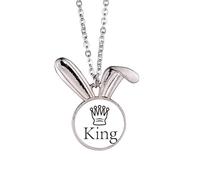 no/no King White Word Chess Game - Collar con colgante de conejo, diseño de conejo