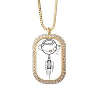 no/no Launches Direction - Collar con colgante de diamante y cristal dorado