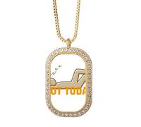 no/no Lazy People Avoid Bed Art Deco - Collar con colgante de diamantes de cristal dorado
