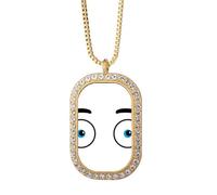 no/no Leer Shock Startle Eyes - Collar con colgante de diamantes de cristal dorado