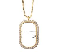 no/no Life Energy Progress Bar centésima parte del bebé recién nacido, collar con colgante de diamantes de cristal dorado